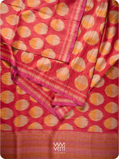 Red Orange Surya Ikat Handspun Tussar Silk Saree