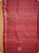 Black Red Pomegranate Ikat Handspun Tussar Silk Saree