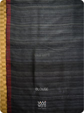 Emerald Green Black Gheecha Handspun Tussar Silk Saree