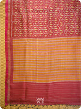 Maroon Iris Ikat Handspun Tussar Silk Sari