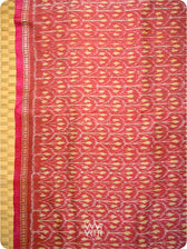 Maroon Iris Ikat Handspun Tussar Silk Sari