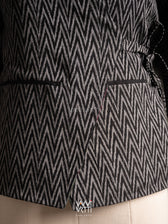 Black Lotus Parrot  Reversible Zig Zag Ikat Overlap Waist Length Jacket