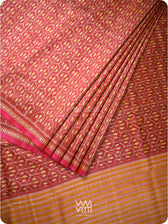 Maroon Iris Ikat Handspun Tussar Silk Sari