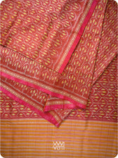Maroon Iris Ikat Handspun Tussar Silk Sari