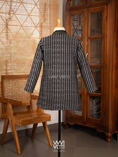 Black Lotus Parrot Reversible Parallel Ikat Kimono Collar Tunic Jacket