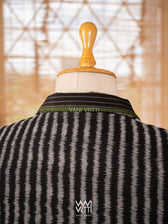 Black Lotus Parrot Reversible Parallel Ikat Kimono Collar Tunic Jacket