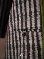 Black Lotus Parrot Reversible Parallel Ikat Kimono Collar Tunic Jacket