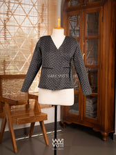 Black Lily Pond Cotton Ikat Reversible Jacket