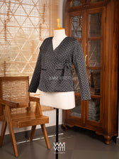 Black Lily Pond Cotton Ikat Reversible Jacket