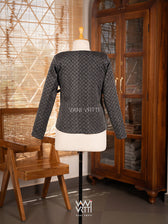 Black Lily Pond Cotton Ikat Reversible Jacket
