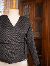 Black Lily Pond Cotton Ikat Reversible Jacket