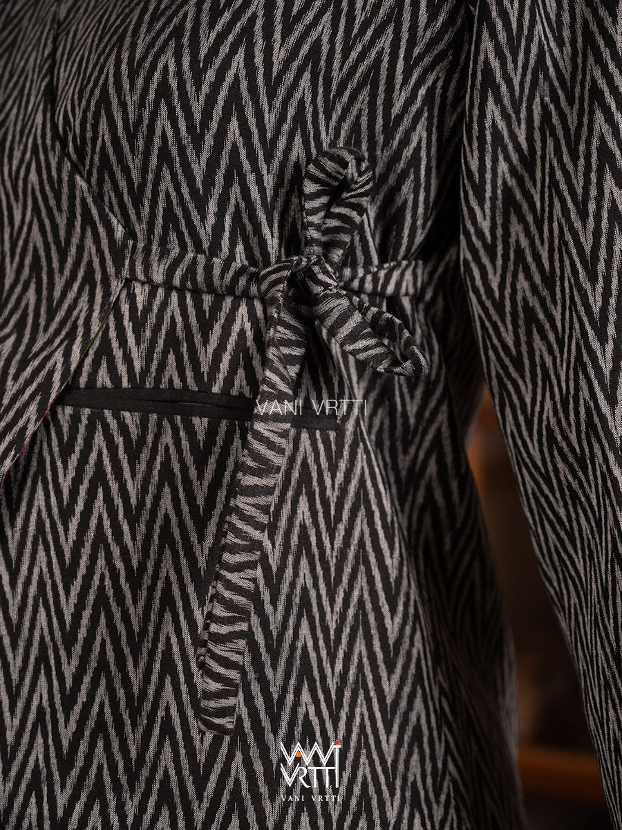 Black Lily Pond Cotton Ikat Reversible Jacket