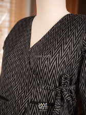 Black Lily Pond Cotton Ikat Reversible Jacket