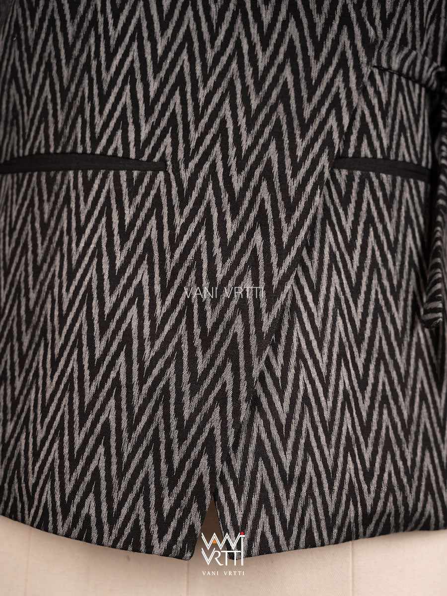 Black Lily Pond Cotton Ikat Reversible Jacket