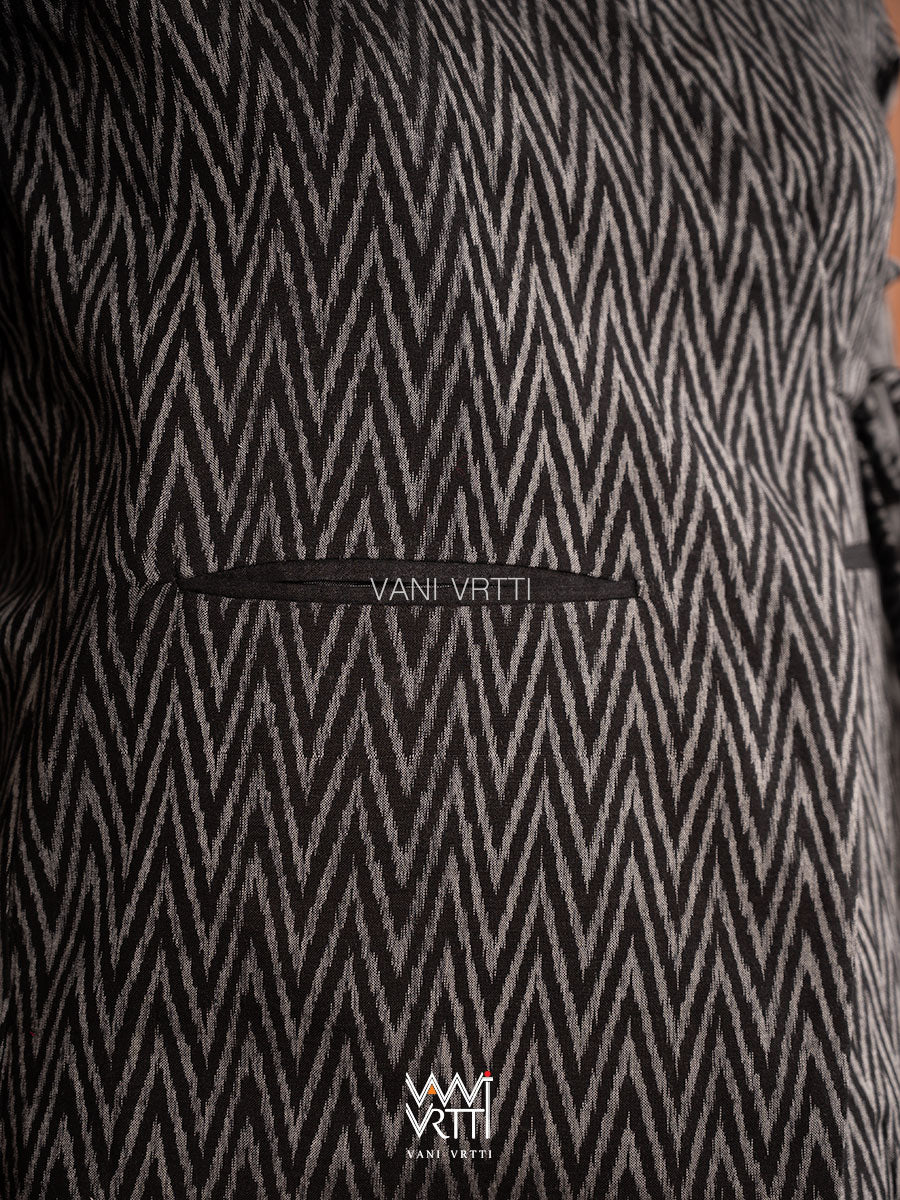 Black Lily Pond Cotton Ikat Reversible Jacket