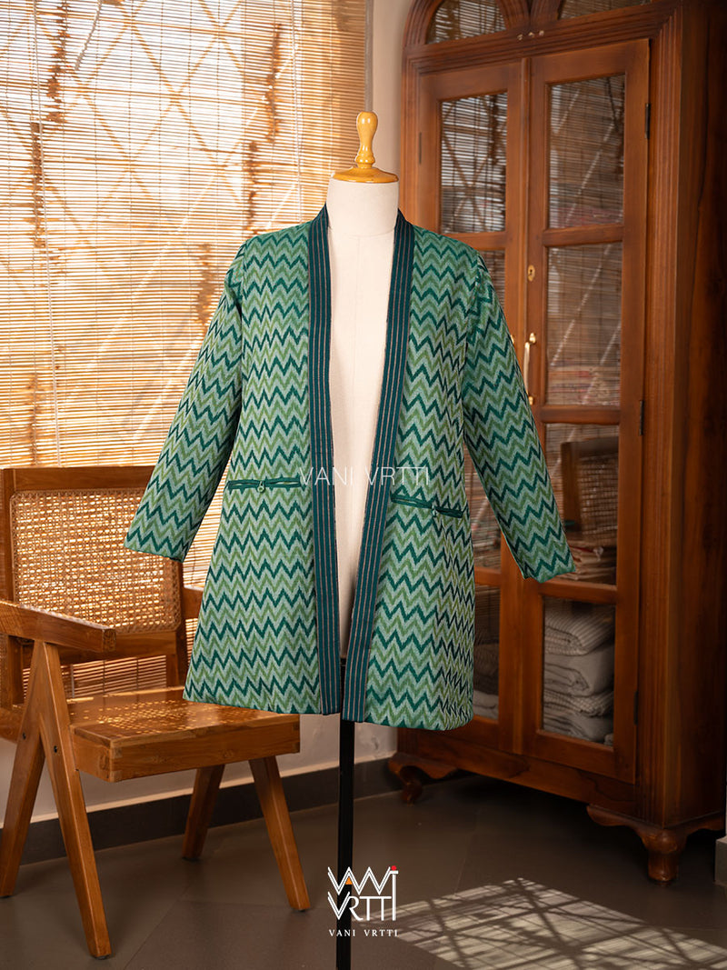Banana Tree Reversible Zig Zag Ikat Kimono Collar Tunic Jacket