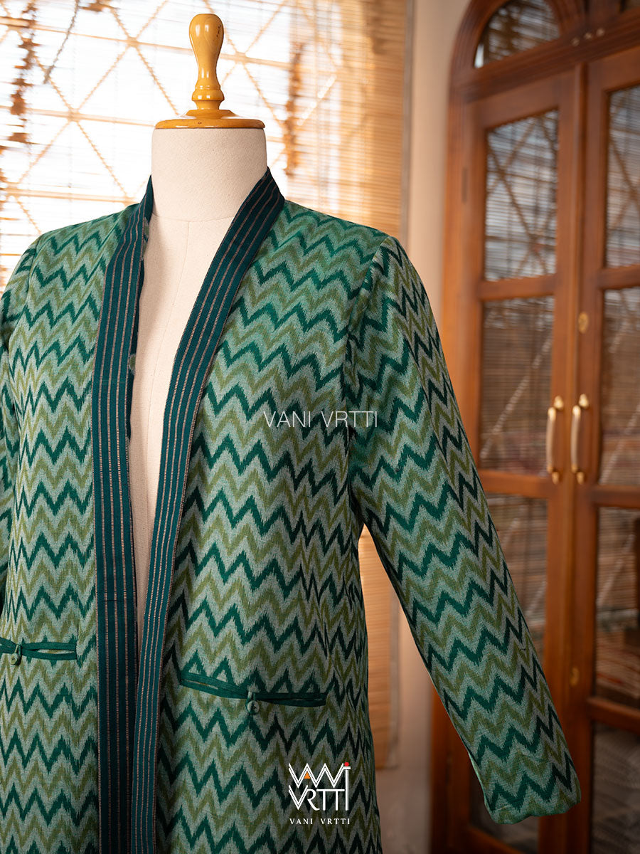 Banana Tree Reversible Zig Zag Ikat Kimono Collar Tunic Jacket