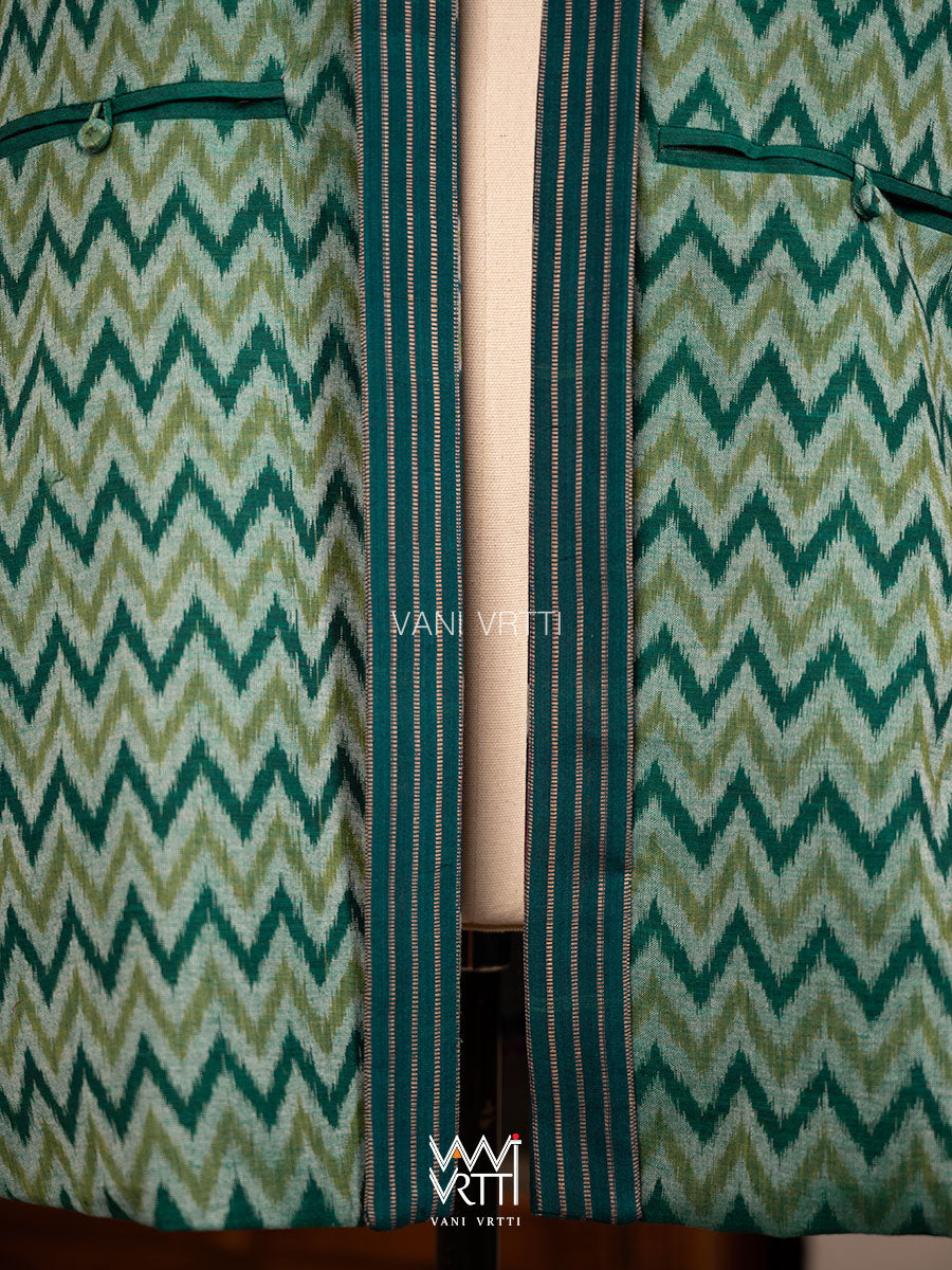 Banana Tree Reversible Zig Zag Ikat Kimono Collar Tunic Jacket