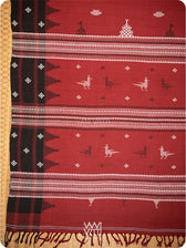 Madder Off White Black Tribal Masterweave Heavy Cotton Kotpad Saree