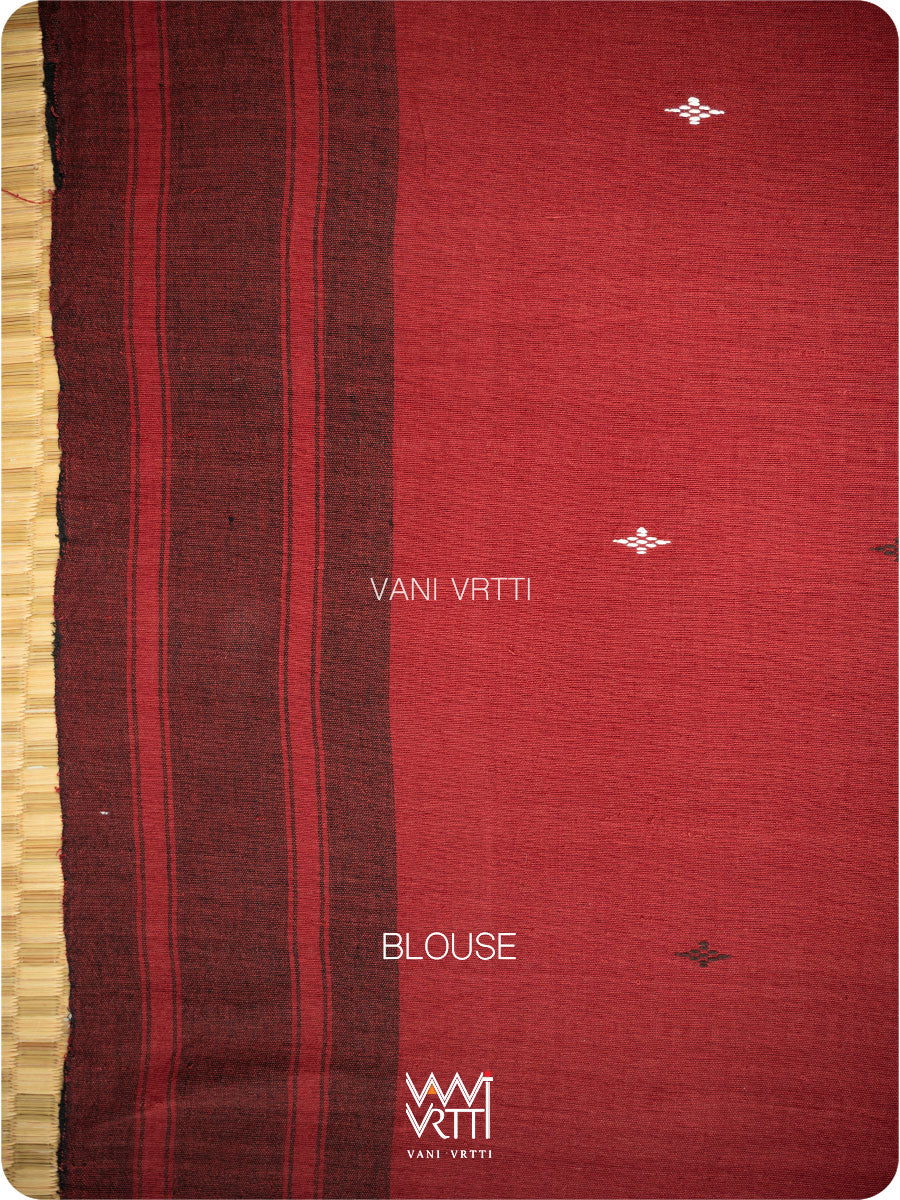 Madder Off White Black Tribal Masterweave Heavy Cotton Kotpad Saree