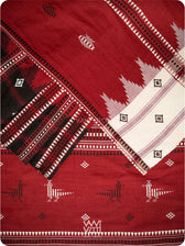 Madder Off White Black Tribal Masterweave Heavy Cotton Kotpad Saree