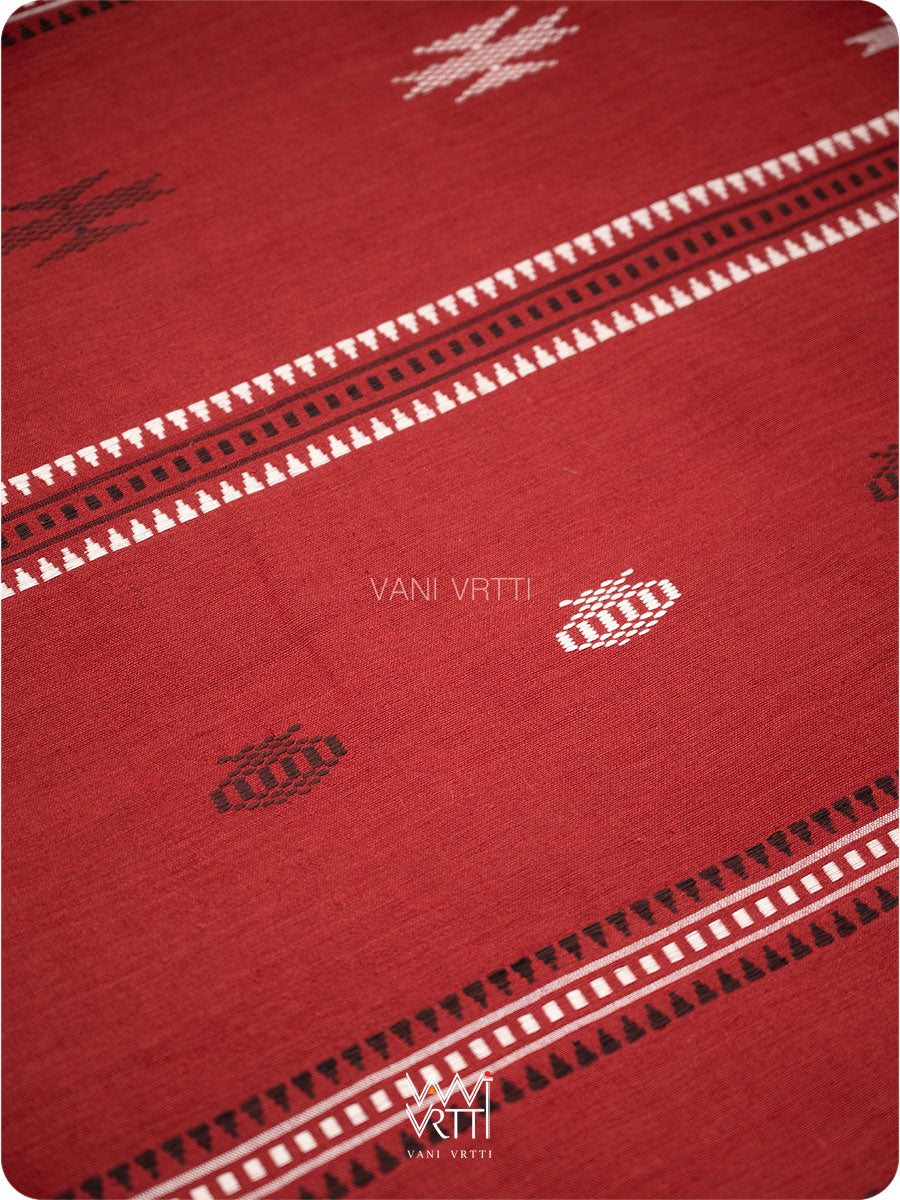 Madder Off White Black Tribal Masterweave Heavy Cotton Kotpad Saree