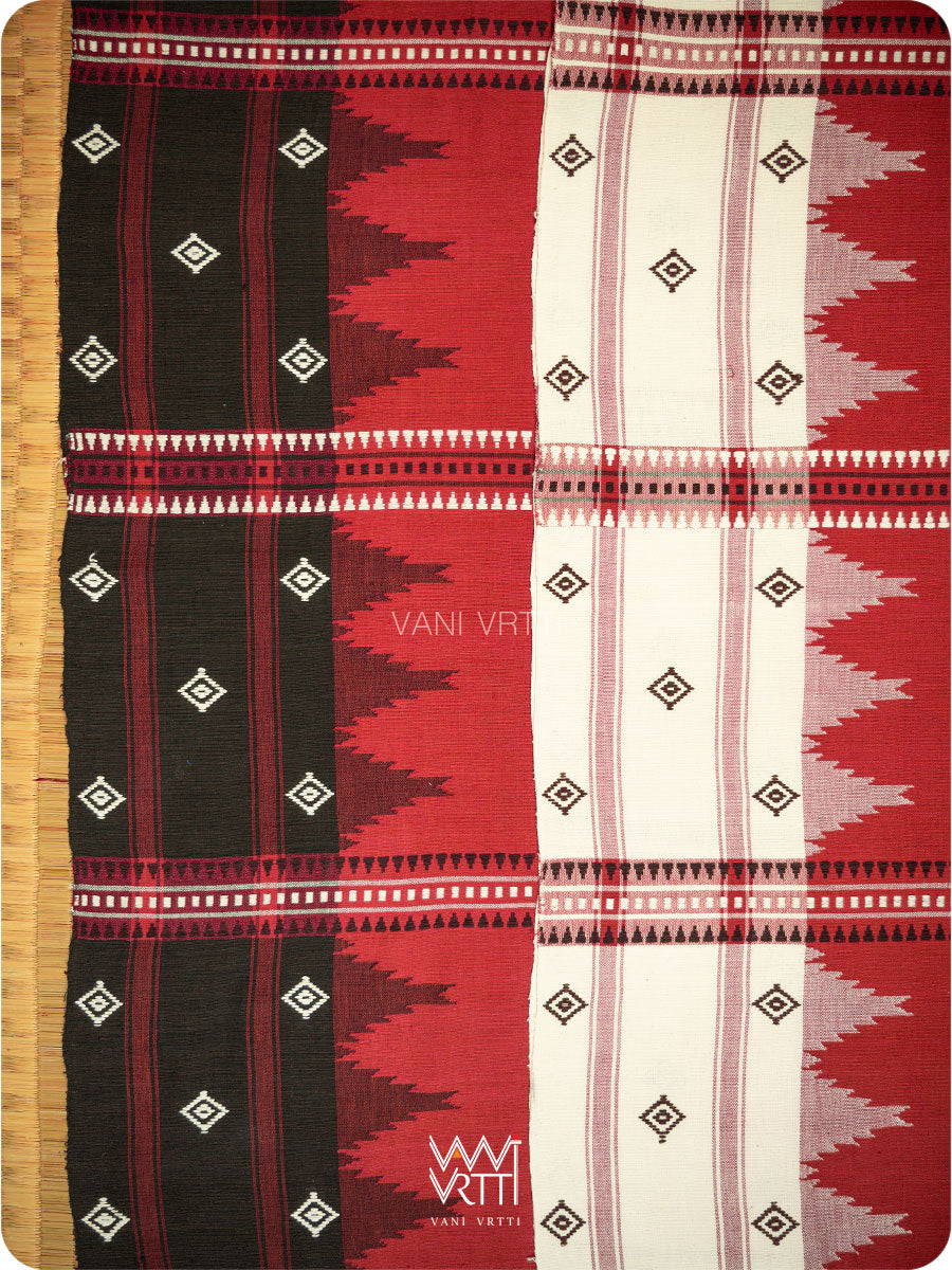 Madder Off White Black Tribal Masterweave Heavy Cotton Kotpad Saree