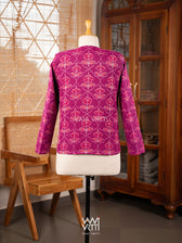 Pink Laal Jaba Reversible Parallel Ikat Overlap Waist Length Jacket