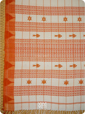 Off White Palash Orange Checks Medium Cotton Kotpad Saree