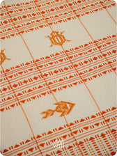 Off White Palash Orange Checks Medium Cotton Kotpad Saree