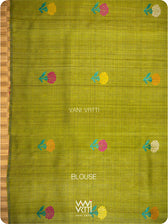 Emerald Green Marigold Wild Garden Master Weave Exclusive Handspun Tussar Silk Saree