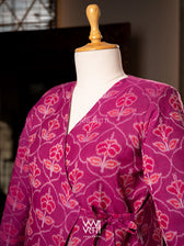 Pink Laal Jaba Reversible Parallel Ikat Overlap Waist Length Jacket