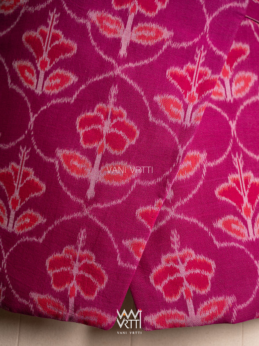 Pink Laal Jaba Reversible Parallel Ikat Overlap Waist Length Jacket