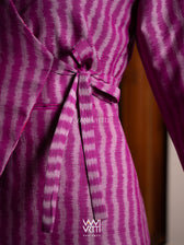 Pink Laal Jaba Reversible Parallel Ikat Overlap Waist Length Jacket