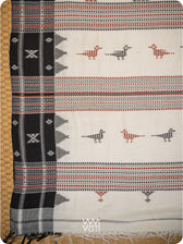 Off White Black Tribal Masterweave Heavy Cotton Kotpad Saree