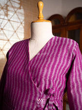 Pink Laal Jaba Reversible Parallel Ikat Overlap Waist Length Jacket
