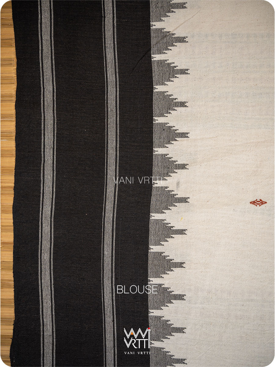 Off White Black Tribal Masterweave Heavy Cotton Kotpad Saree