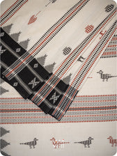 Off White Black Tribal Masterweave Heavy Cotton Kotpad Saree