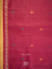 Natural Tussar Pink Purple Ganga Jamuna Airavata Konark Double Palla Handspun Tussar Silk Saree