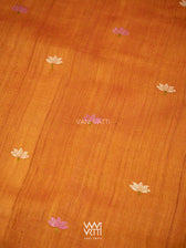 Rust Red Lotus Parrot Jaal Designer Exclusive Handspun Handwoven Tussar Silk Saree