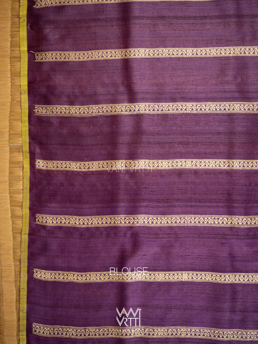 Deep Purple Gulab Jaal Master Weave Exclusive Handspun Tussar Silk Saree
