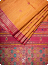 Orange Pink  Nightingale Master Weave Exclusive Handspun Tussar Silk Saree