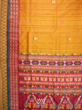 Mango Yellow Green Red Veena Pani Lata Master Weave Exclusive Handspun Tussar Silk Saree