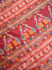 Mango Yellow Green Red Veena Pani Lata Master Weave Exclusive Handspun Tussar Silk Saree