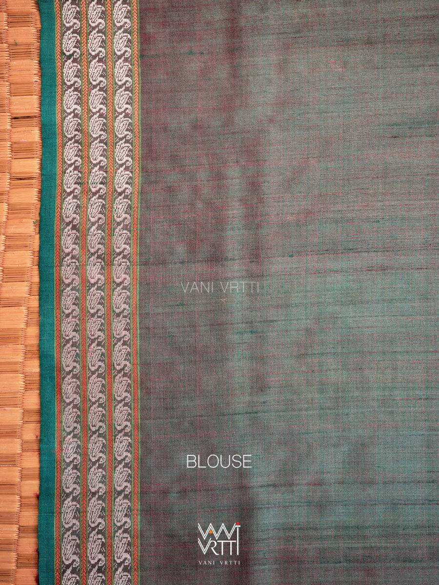Mango Yellow Green Red Veena Pani Lata Master Weave Exclusive Handspun Tussar Silk Saree