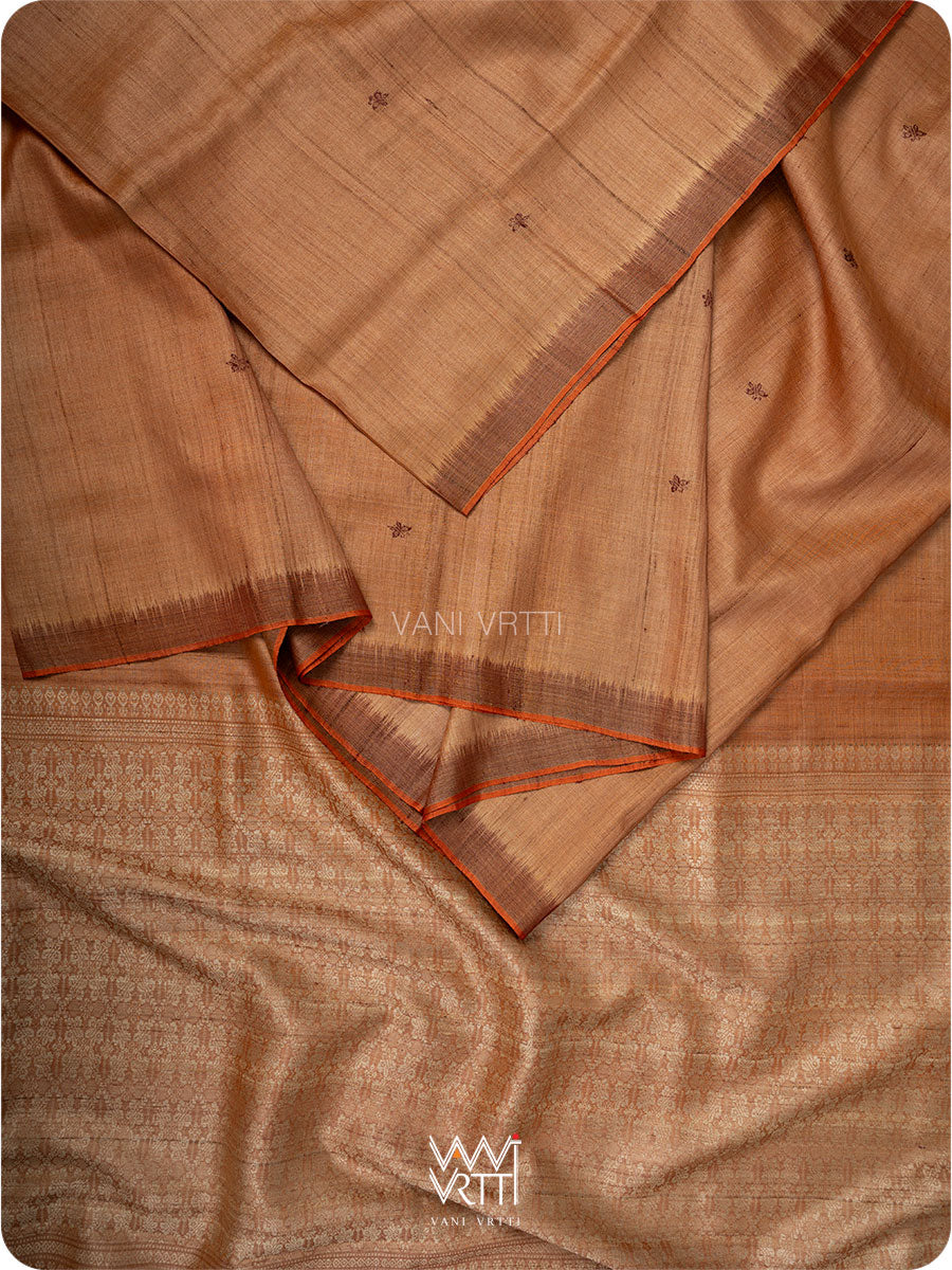 Light brown Nabh Butterfly Handspun Tussar Silk Saree
