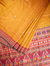 Mango Yellow Green Red Veena Pani Lata Master Weave Exclusive Handspun Tussar Silk Saree