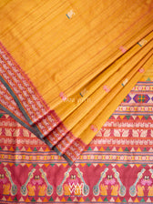 Mango Yellow Green Red Veena Pani Lata Master Weave Exclusive Handspun Tussar Silk Saree