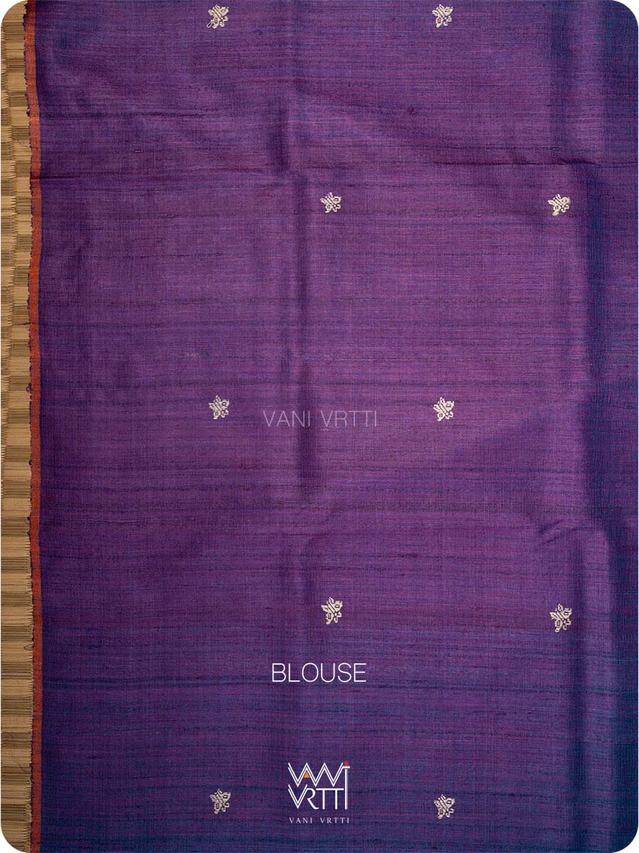 Peacock Green Purple Nabh Butterfly Handspun Tussar Silk Saree