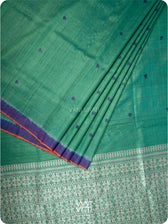 Peacock Green Purple Nabh Butterfly Handspun Tussar Silk Saree